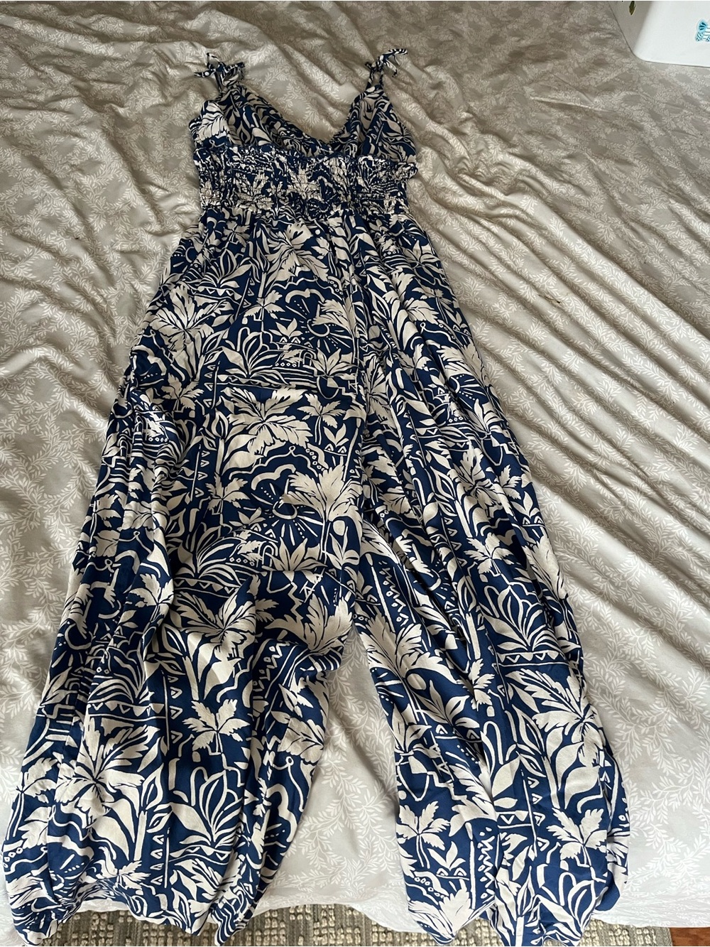 Patrons of Peace Navy & Cream Floral Harem Jumpsuit